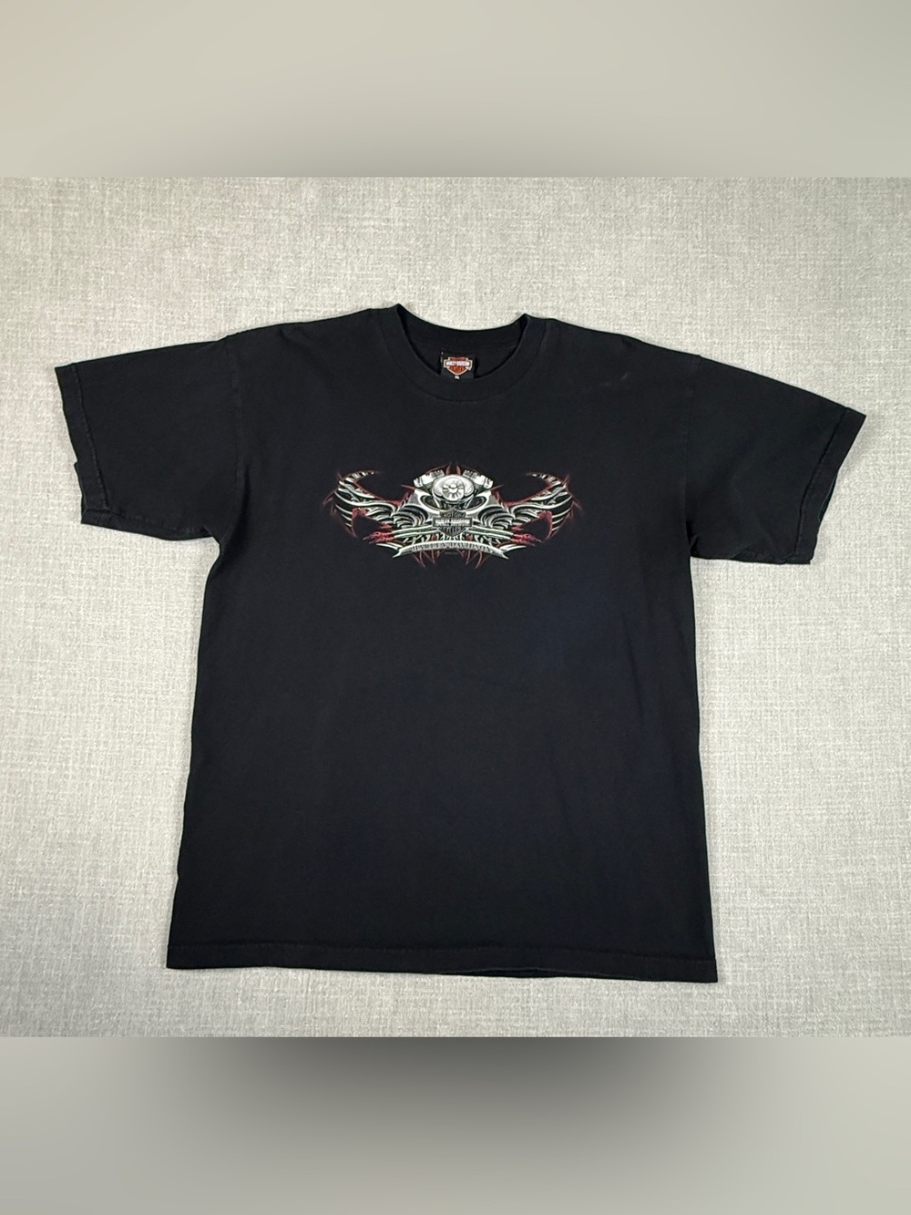 Vintage 2004 Harley-Davidson Indianapolis Biker Tee XL | Eagle Wings | Black